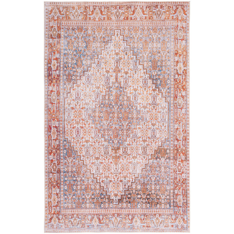 Ziebarth 166 M/W S/R Area Rug In Beige / Rust, Rectangle 9' x 12'