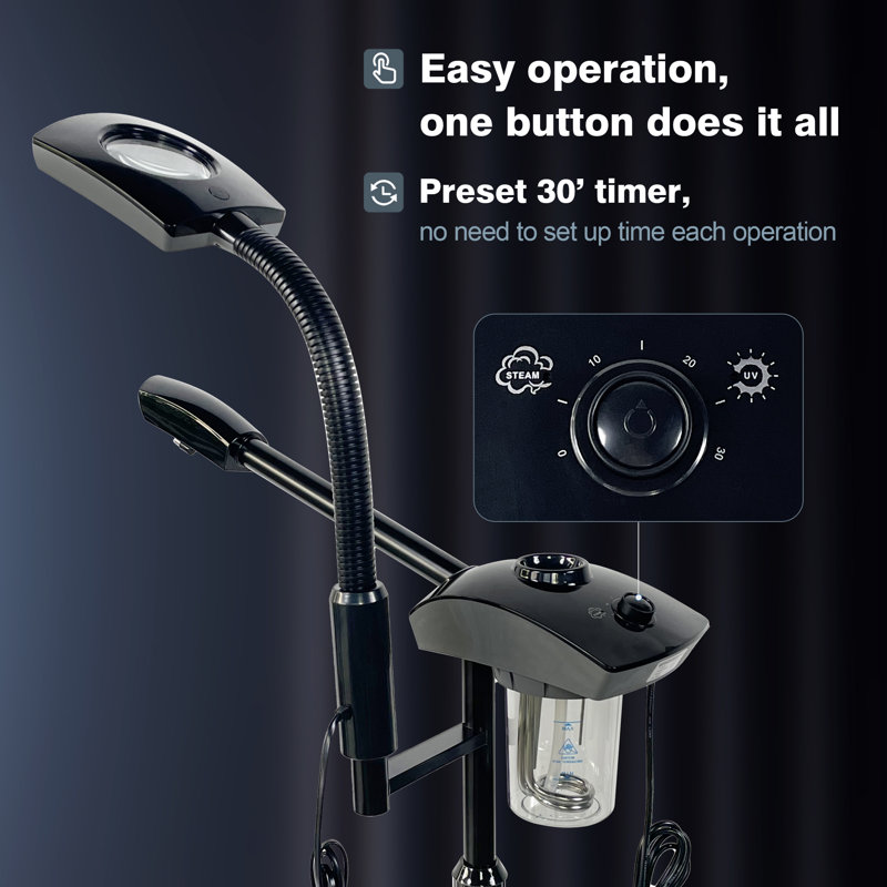 Cuiseur à vapeur 2 en 1 avec lampe grossissante 3X, Noir, noir, noir, noir