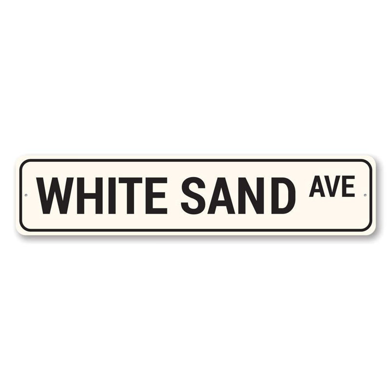 Plaque en aluminium White Sand Avenue, H 4 po x l 18 po x P 0,04 po