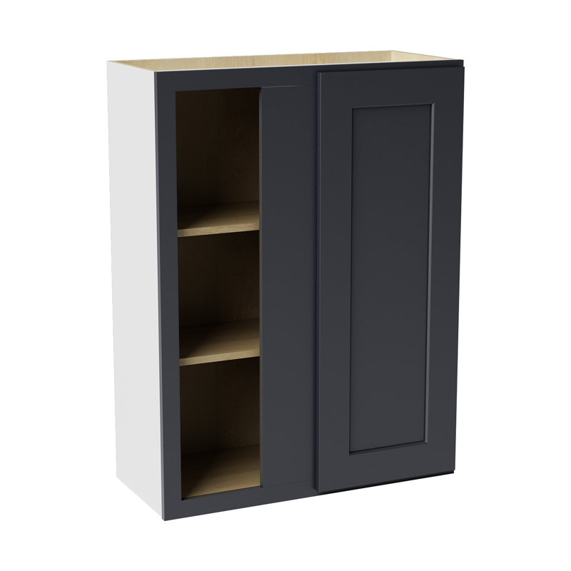 Armoire de coin murale, L 27 po x H 36 po x P 12 po, Noir Shaker