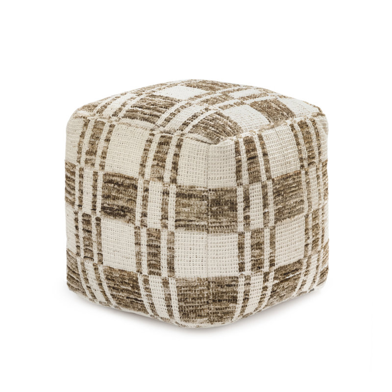Marta 20" Brown Upholstered Pouf Ottoman, Brown