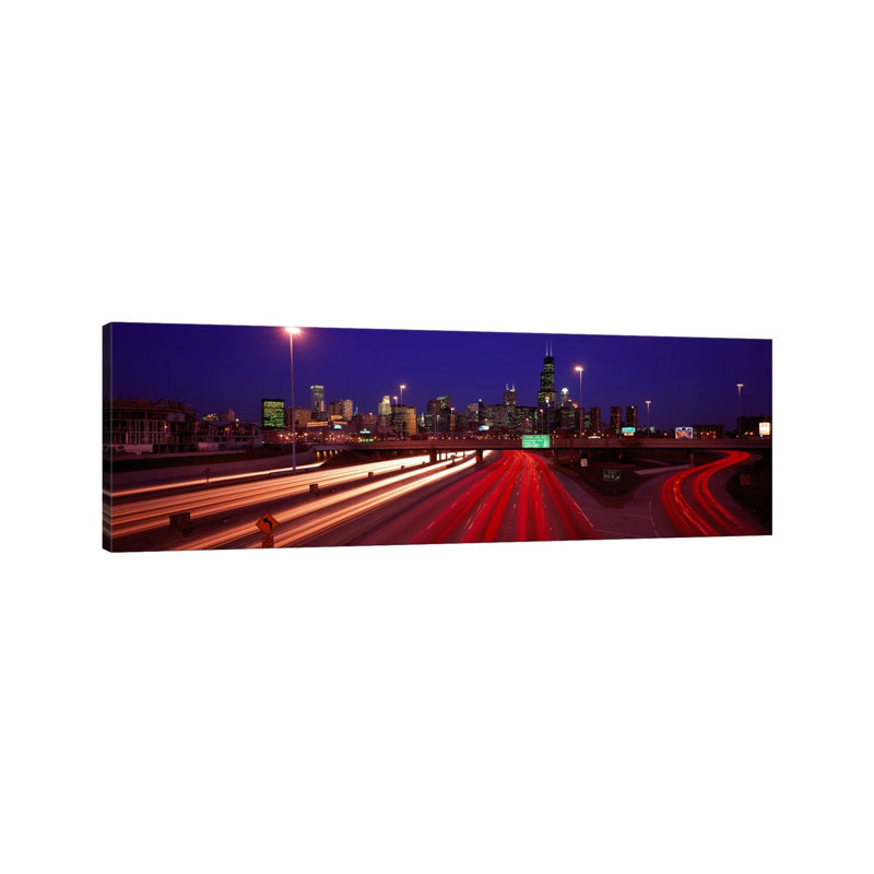 Kennedy Expressway Chicago IL USA 1 Piece Wrapped Canvas Panoramic Wall Art, 121.92 cm H x 40.64 cm W x 3.175 cm D
