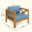 Fauteuil club d'extérieur en bois d'acacia avec coussins, ensemble de conversation, convient aux rassemblements extérieurs-915589653