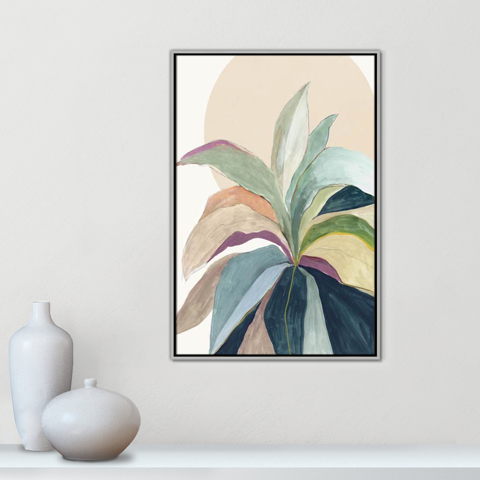 Sherbrooke Sunny Bright Leaves II by Asia Jensen Print, No Mat, 37.5" H x 25.5" W x 2" D, Silver Floater Framed