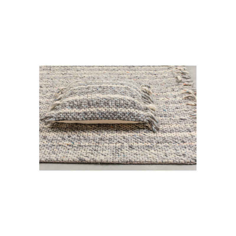 Frills Wool Striped Area Rug in Blue/Gray