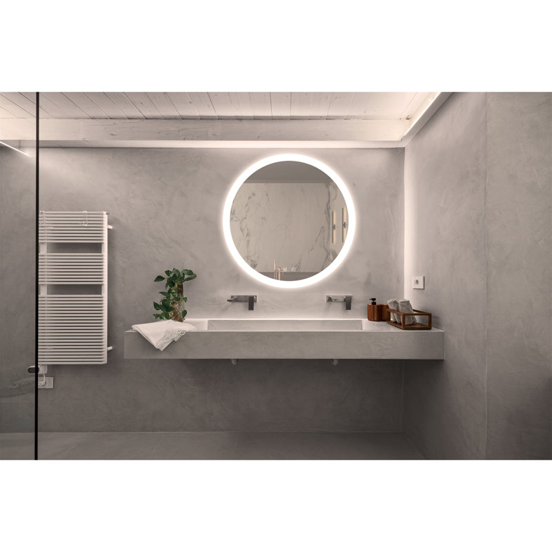 Miroir de salle de bain pour salle de bain avec lumière intense, intensité variable, contrôle de l'interrupteur mural, antibuée, IRC 95 réglable 3000K-4500K-6000K, économie d'énergie IP54