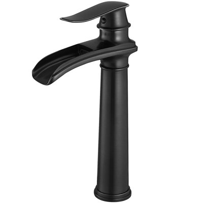 Vase cascade simple noir mat, poignée simple avec bonde VanoFall
