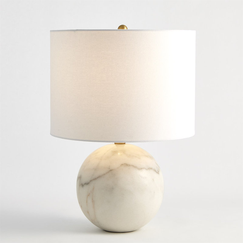 White Marble Sphere Lamp with Antique Brass Fittings