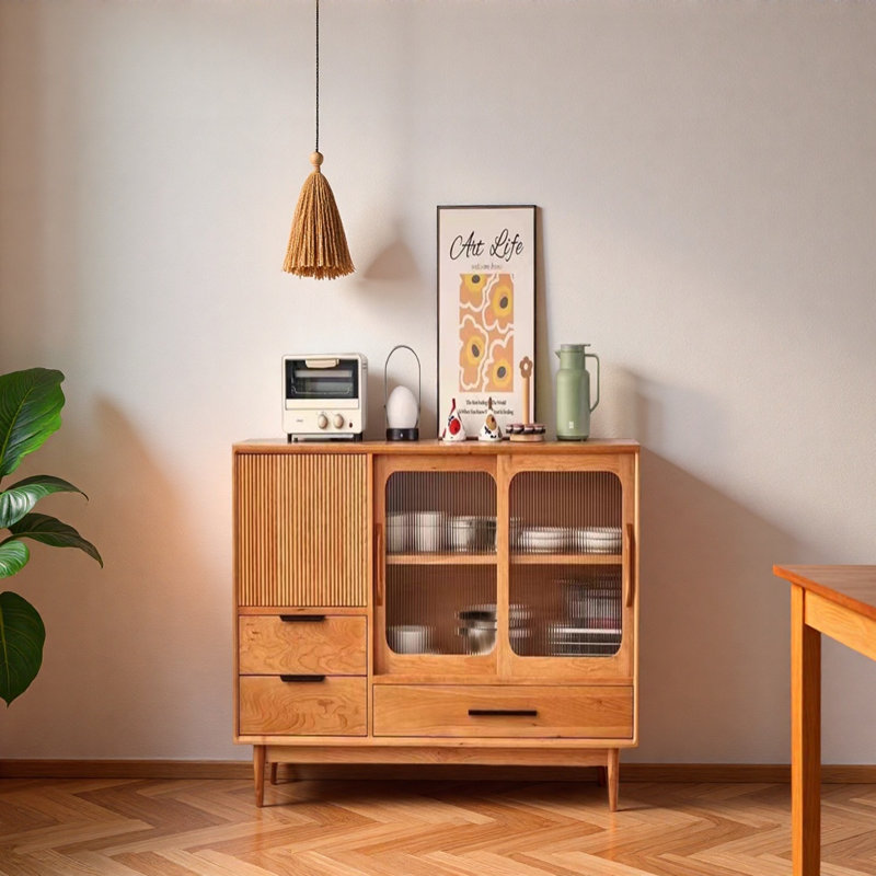 Vitrine moderne à double porte minimaliste, H 35,43 po x l 47,24 po x P 15,75 po