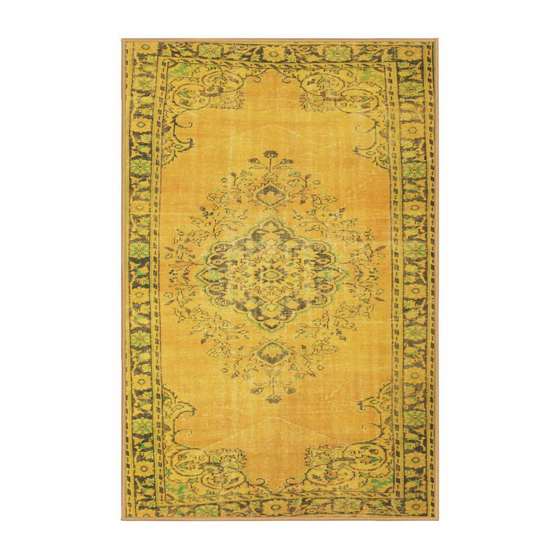 Tapis contemporain jaune, Rectangle 2 pi x 3 pi