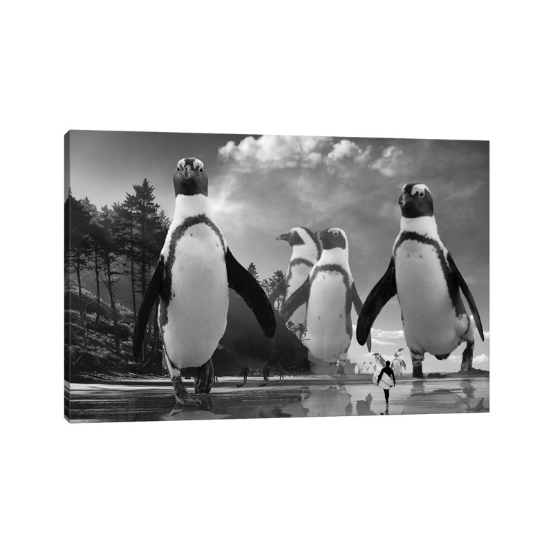 Walk Of The Penguins by David Loblaw - Wrapped Canvas Print, 101.6 cm H x 66.04 cm W x 1.91 cm D