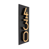 Floating 3-Number Vertical Sign, Black /w/ Black / Gold Modern Font Numbers