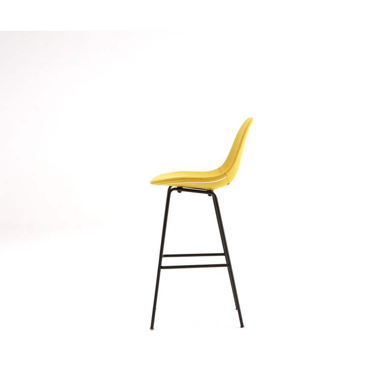 TA Upholstered Bar & Counter Stool, Bar Height (29.5" Seat Height), Mustard, Chrome