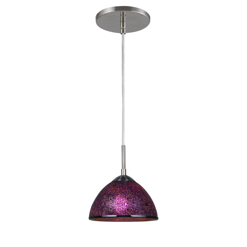 Espalda 1 - Light Single Pendant, Satin Nickel, Mosaic Red