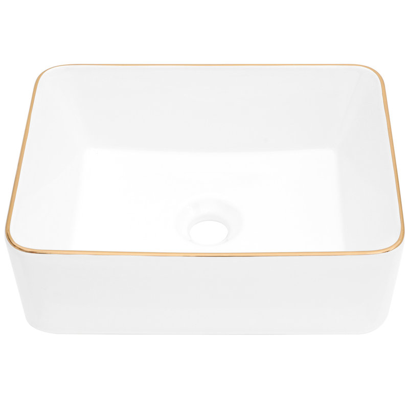 16X12 Inch White Ceramic Rectangular Bathroom Vessel Sink - Modern, Stain-, Countertop Mounting Modern Stain , Installing