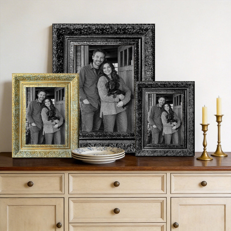 Cadre photo noir poli 3 pièces 5 "x 7" avec 3 tablettes, 3, L 5 po x H 7 po, Black