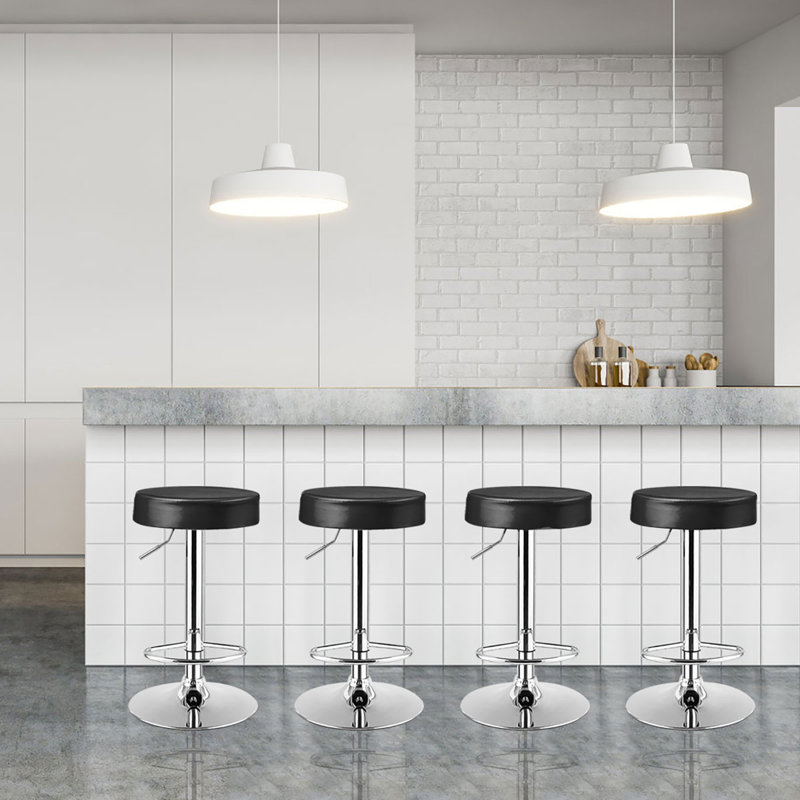 Tabouret de bar pivotant à hauteur ajustable Dawer, Noir, 4