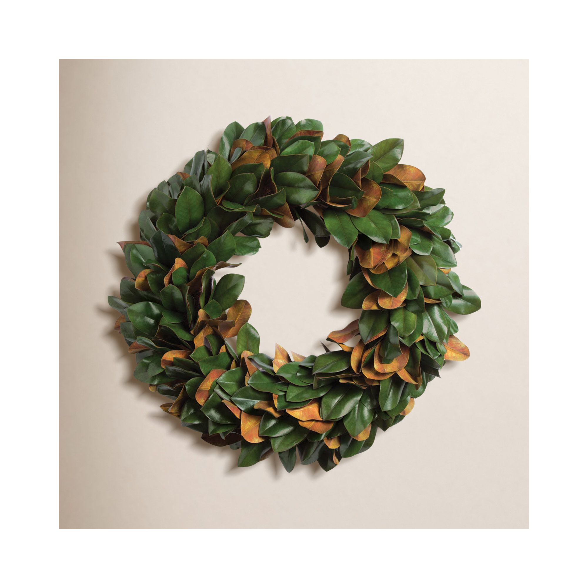 Barrigan Handcrafted Faux Magnolia Metal Wreath, 24" H x 24" W x 4" D