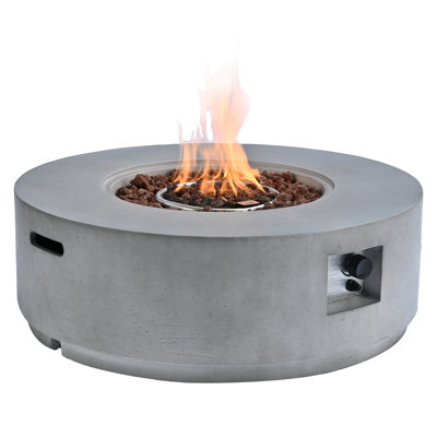MGO Outdoor Propane Fire Pit - Round with Faux Stone Finish
