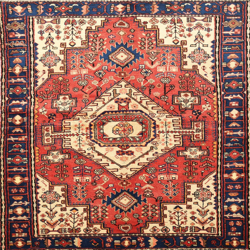 Tapis oriental rouge / beige, Rond 7 pi