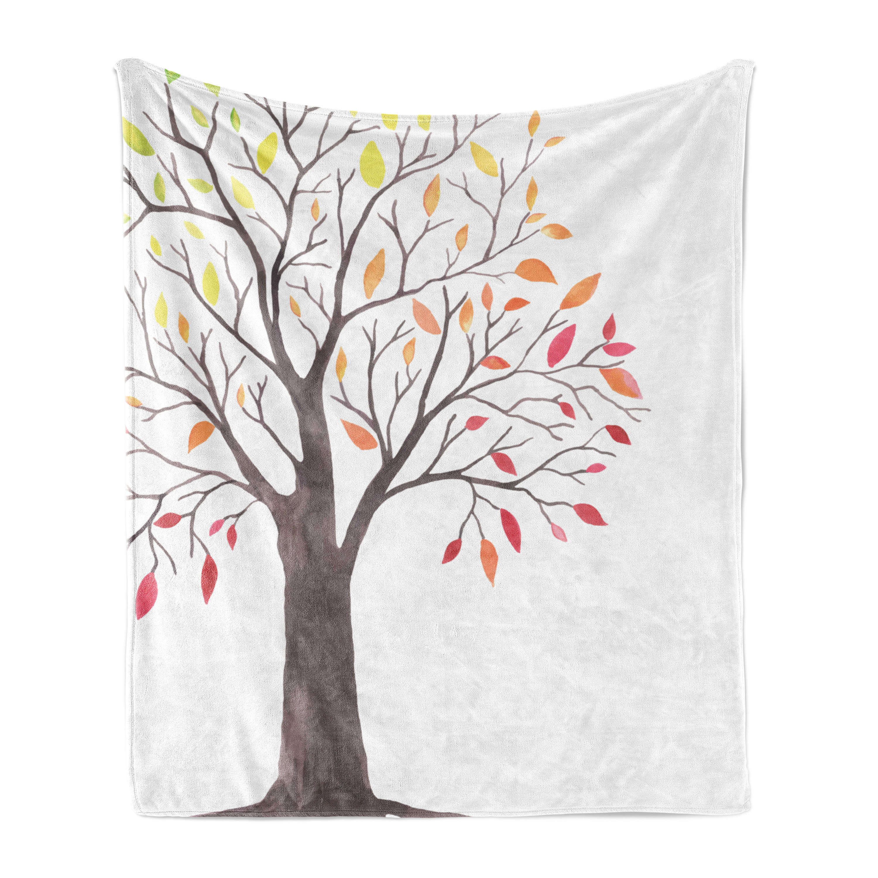 Ambesonne Nature Fleece Throw Blanket Forest Trees with Leaves ...