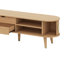 Ensemble de meuble télé et table basse en bois avec station de charge, console média cannelée ovale avec portes coulissantes