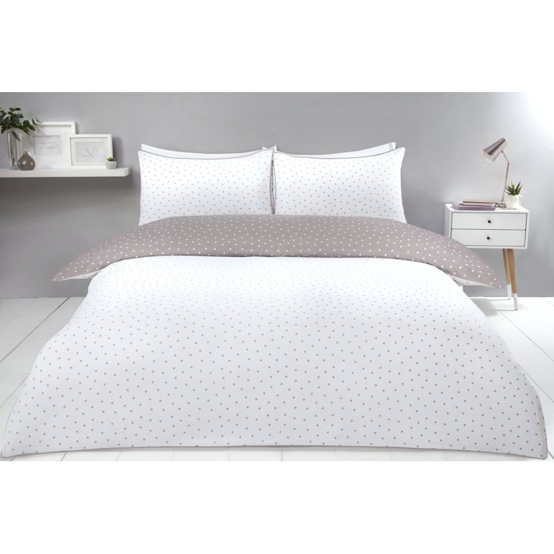 Fet Polyester Dots Duvet Cover Set with Pillowcases Included, Double - 2 Standard Pillowcases, Mink
