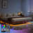 King Floating Bed Frame With Led Lights, Modern Fluted Floating Bedframe With Metal Slats-451587011