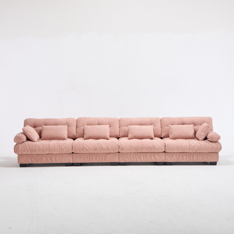 Spacious Sectionals Wood Frame Modern Pink Cloud Couch For Home