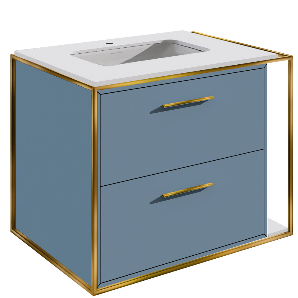 Linea 24" Single Bathroom Vanity, Brass, Azure, Single-Hole