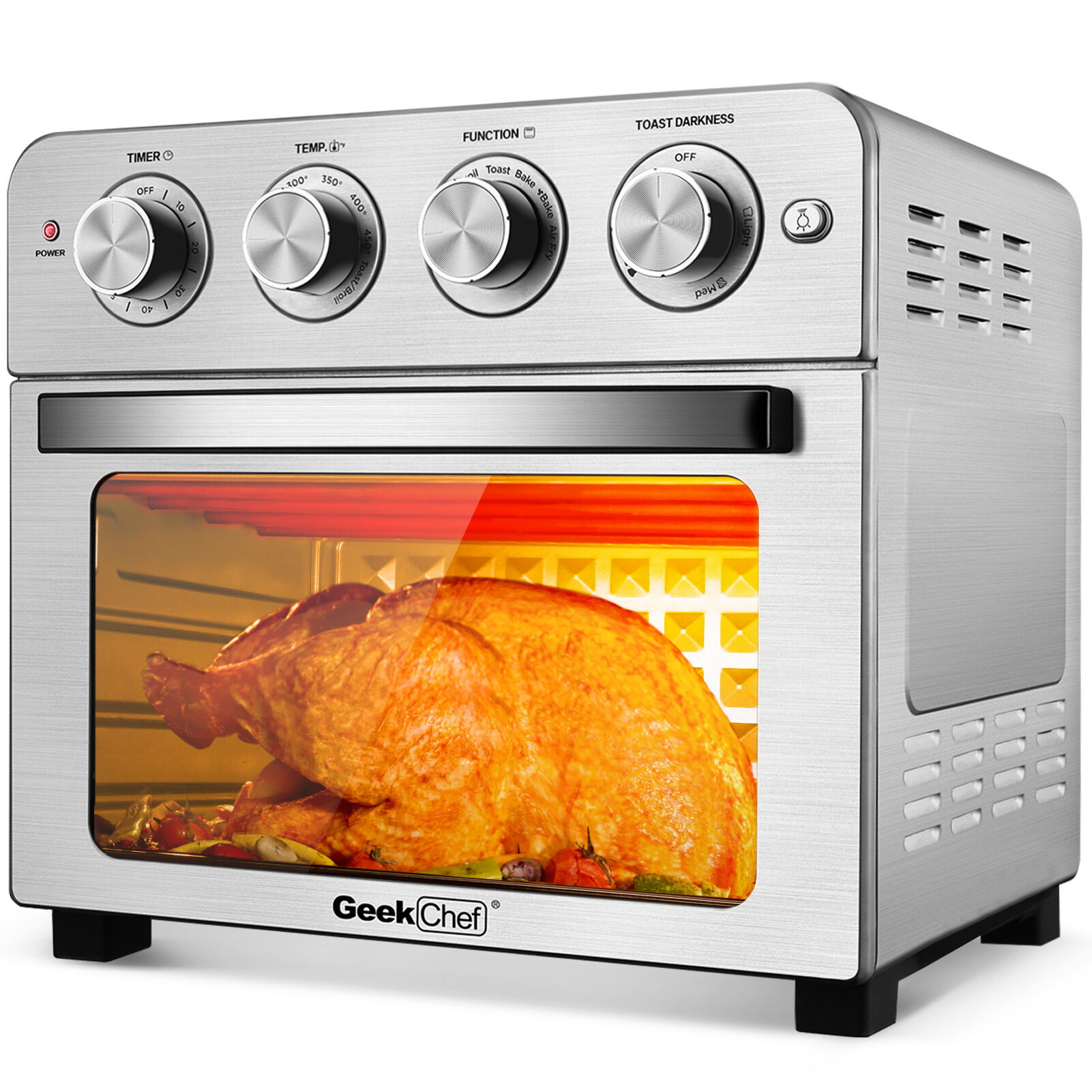 Deco Chef 24qt Stainless Steel Countertop Toaster Air Fryer Oven with Accessories (Black)
