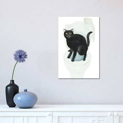 «Chat noir sur la toilette» par Alexey Dmitetchich Shmyrov - reproduction
