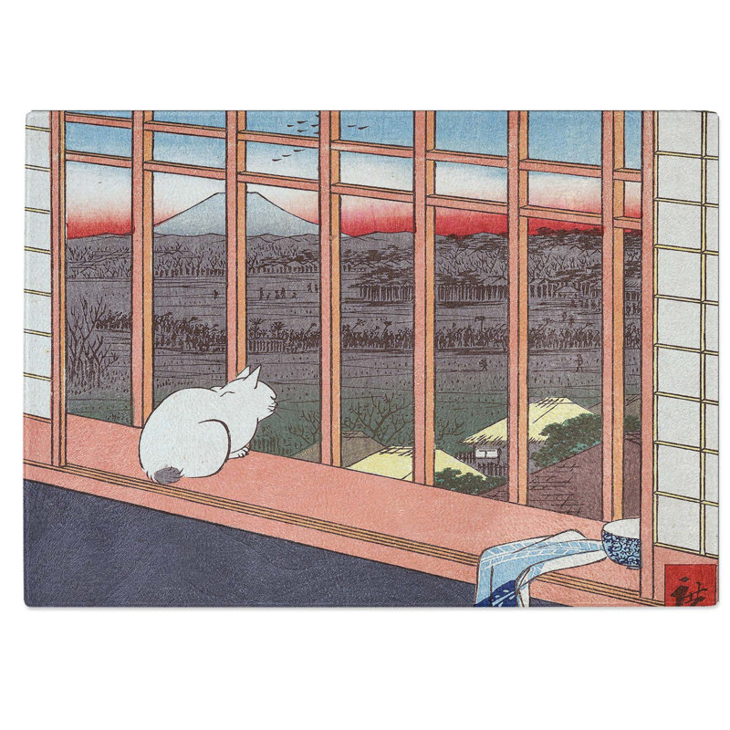 Tempered Glass Cat at the Window Chopping Board, 28.5 cm W x 20 cm L