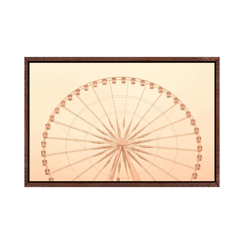 Paris Wheel by Caroline Mint - Print on Canvas, 66.04 cm H x 45.72 cm W, Classic Brown Wood Framed