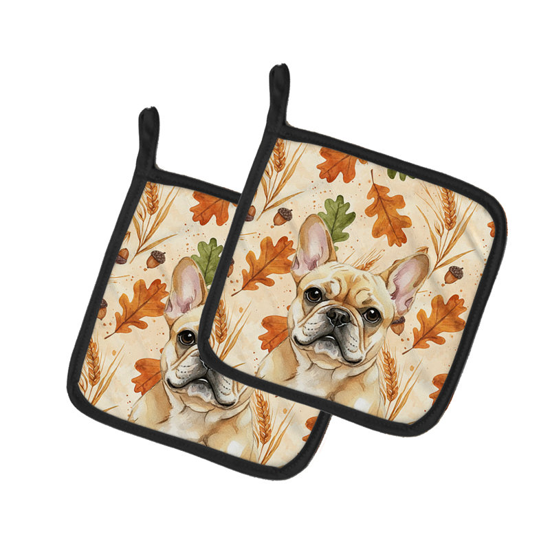 Paire de porte-casseroles Fawn French Bulldog Heirloom Fall
