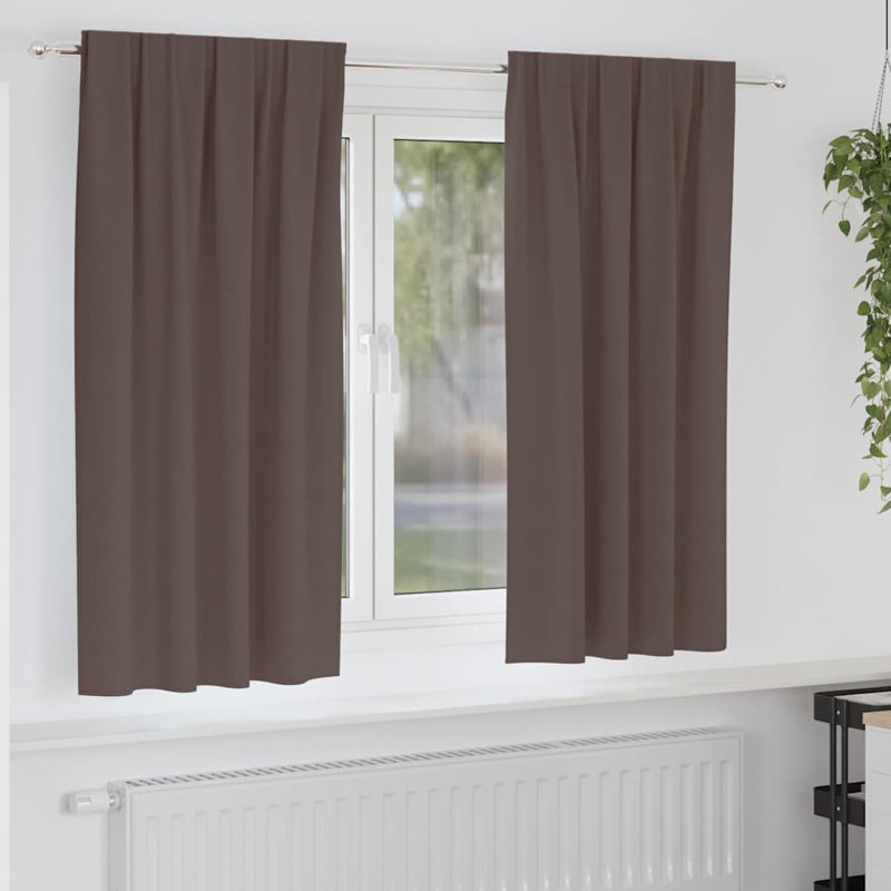 Blackout Curtain Pair, Dark Brown, 175cm Width x 140cm Drop