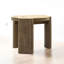 Table de bout ronde contemporaine avec finition en chêne et base de panneau impressionnante, largeur de 20 po, taille de produit 18 po Fascinant