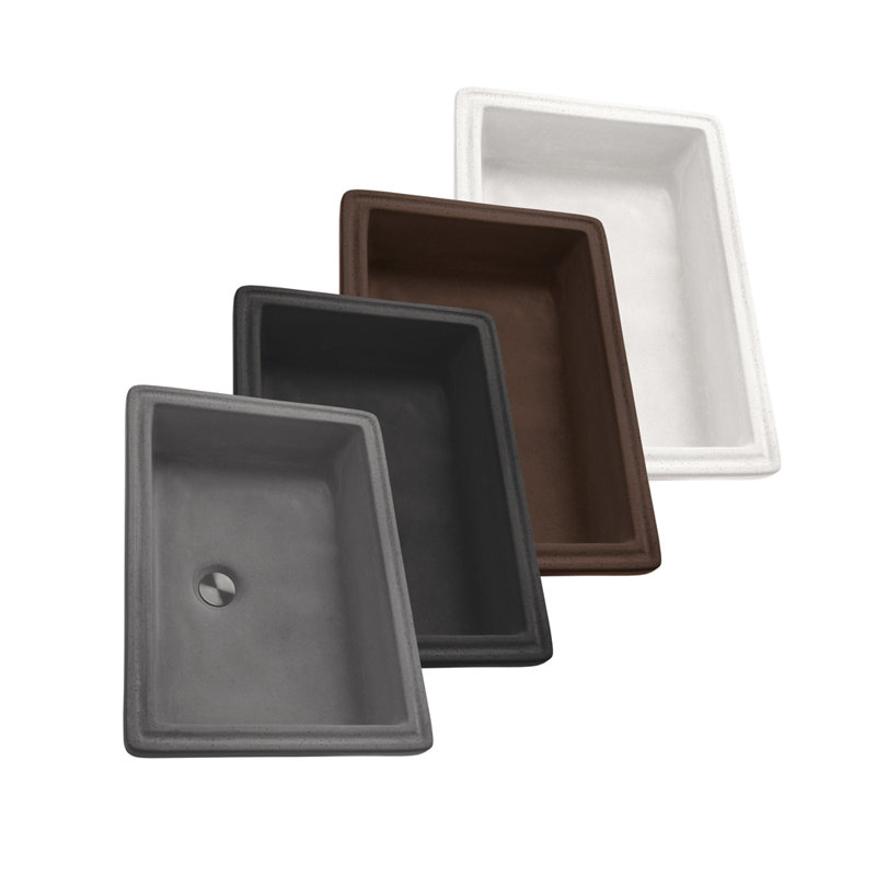 Newterra Handmade Rectangular Undermount Bathroom Sink, Charcoal