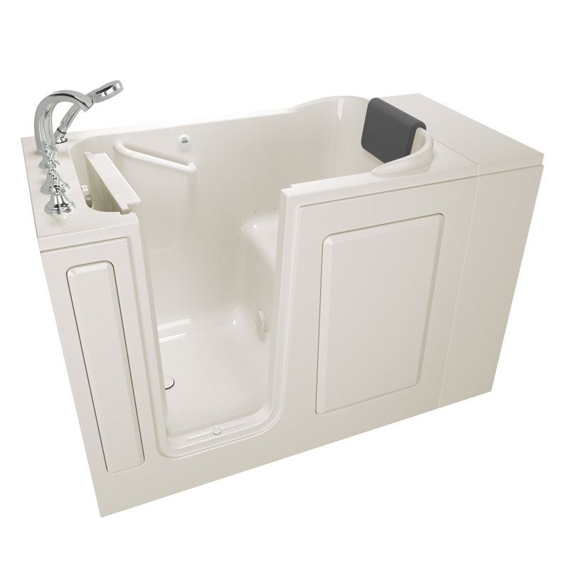 Baignoire de fibre de verre de trempage avec robinet 48 po x 28 po, Lin, Gauche