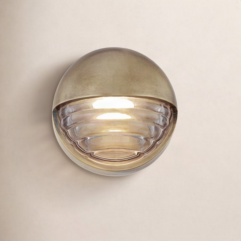 Palais LED Flush Mounted Sconce, Ribbed Glass/Vintage Brass