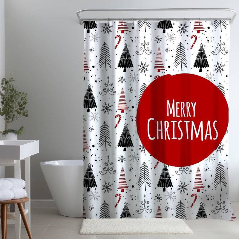 Floral – Polyester Shower Curtain, Dye Sublimation Print, 71" W × 74" L