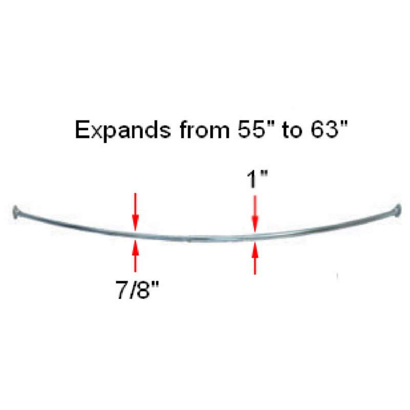 Design House  63" Adjustable Curved Fixed Shower Curtain Rod, Polished Chrome
