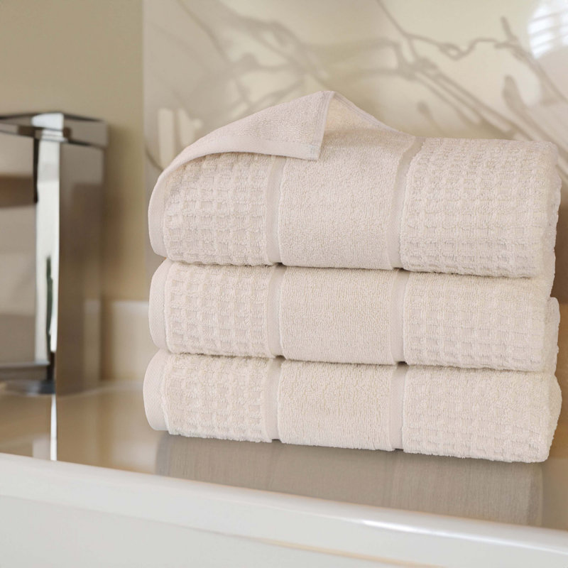 Serviette de bain 100% coton gaufré Hochman, Ivoire