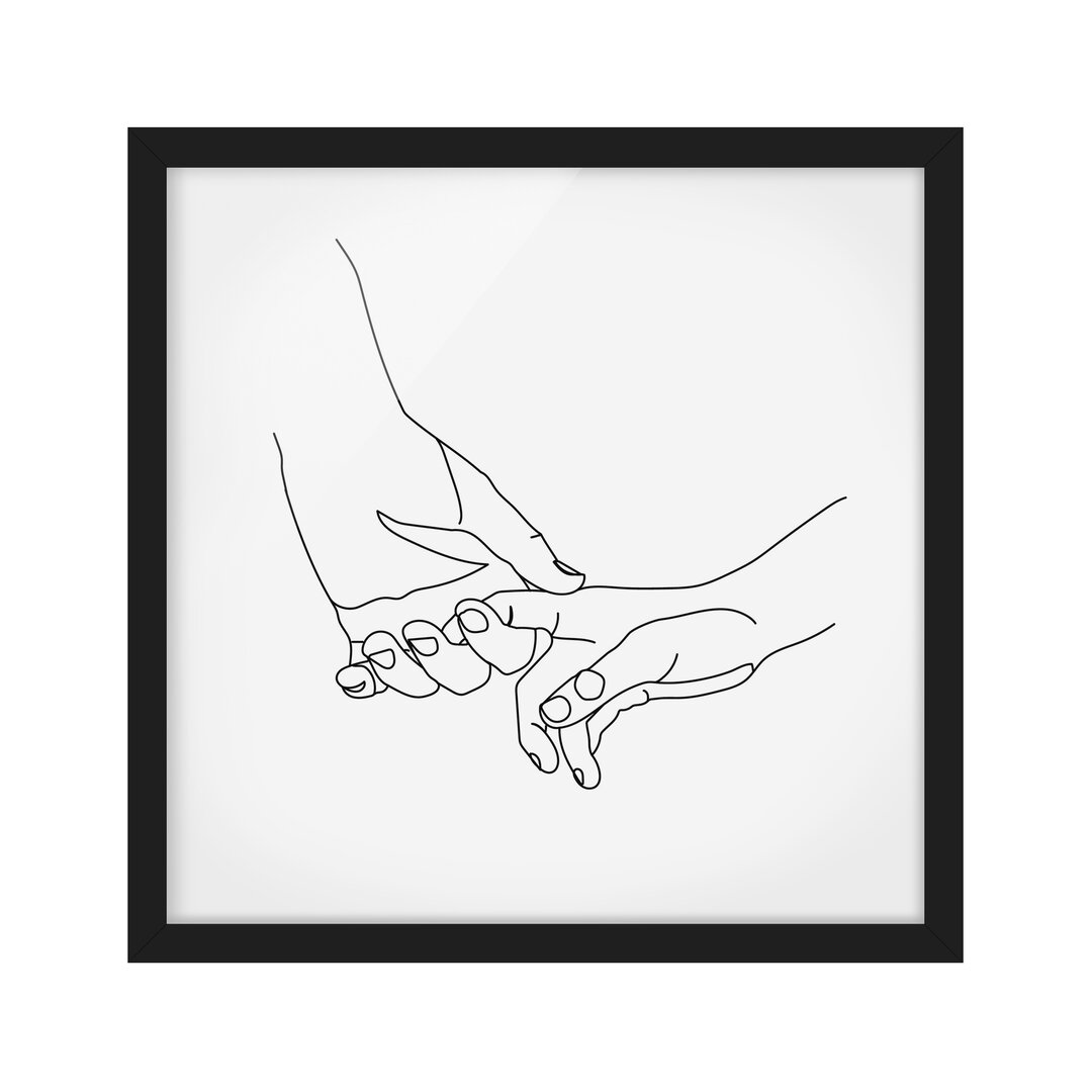 Gerahmtes Poster Tender Hands Line Art