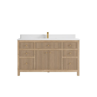 Ensemble de meuble-lavabo simple 60 po avec plateau en quartz Sonoma