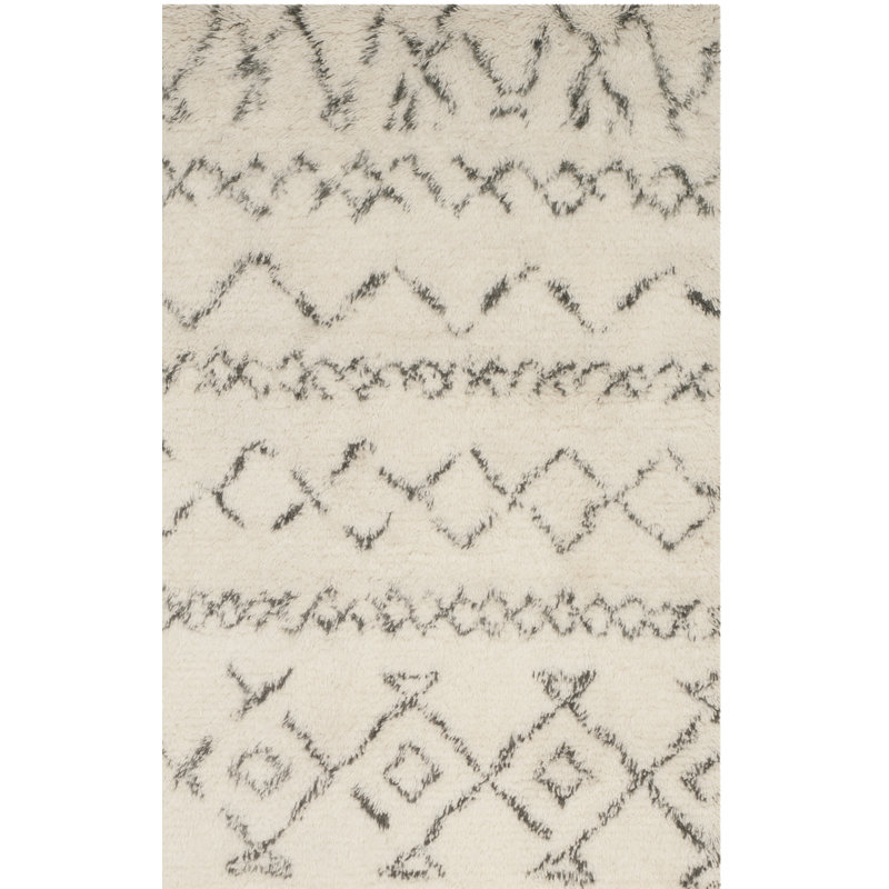 Aderhold Hand Tufted Nz Wool/Cotton Southwestern Rug in Gray/Beige, Runner 2'3" x 8'