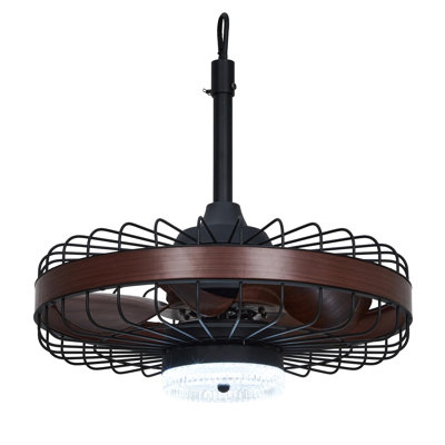 20" Outdoor Ceiling Fan with Lights, Plug in Caged Ceiling Fan with Remote Control Smart App, IP44 Waterproof Gazebo Fans with 6 Speed Reversible, Timer, 3CCT for Outdoor Patio Porch, Brown
