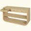 Console moderne courbée avec 3 tiroirs à fermeture en douceur et 2 tablettes ouvertes, base en bois massif, table de vestibule pour le vestibule du salon-954181345