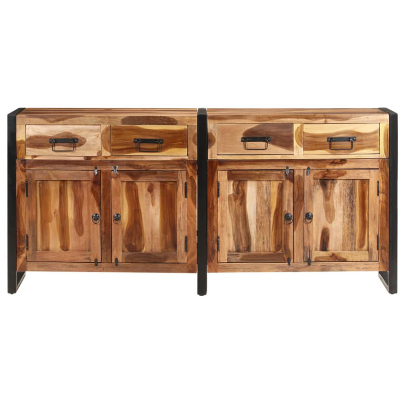 Romford 172cm Solid Wood Sideboard, Light Brown/Black