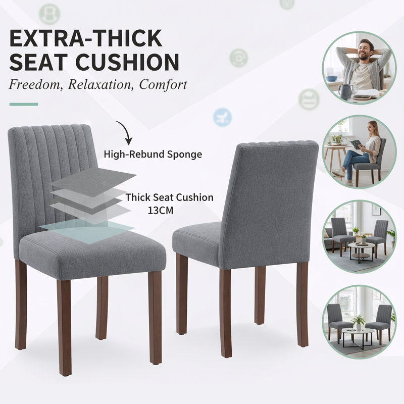 48cm H Fabric Upholstered Upholstered Back Side Chair, Dark Grey